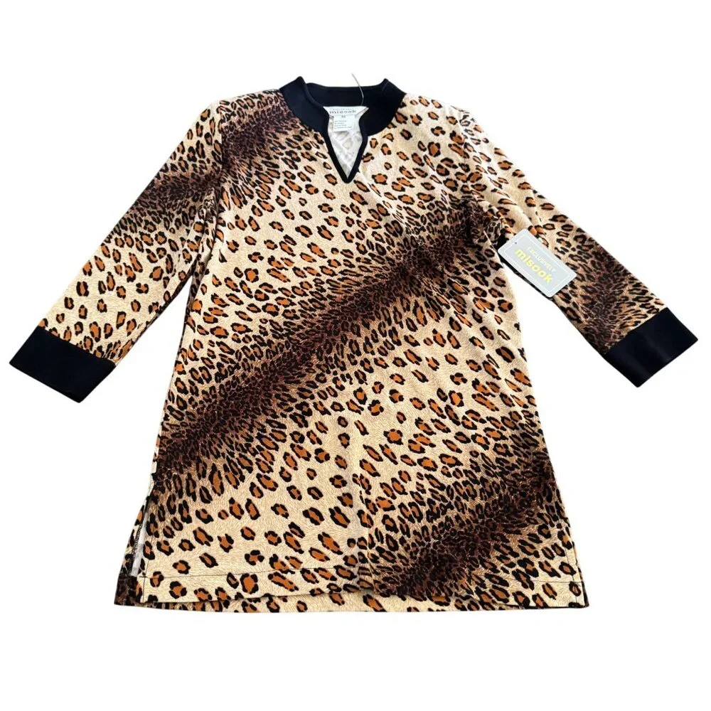 Exclusively Misook Women's Leopard Spot Pattern V-Neck Blouse Top, Size XS NWT - Picture 1 of 7